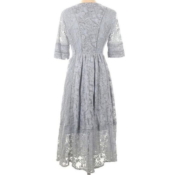 Free People Mountain Laurel Morning Mist Light Blue Intricate Lace Midi Dress - Picture 3 of 6